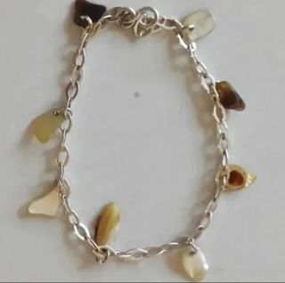 3 Pulseras plata ley colgantes