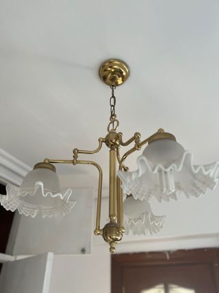 Lampara vintage 3 luces dorada