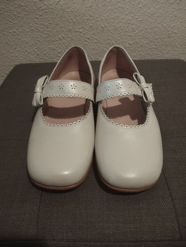 Zapatos comunión niña blanco roto/beige