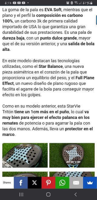 Raqueta Starvie Tritón padel