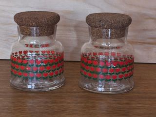 2 Vasetti vetro cuore vintage