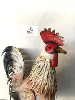 Scultura Gallo in Metallo Vintage Arredo Casa & Gi