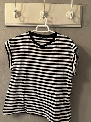 Camiseta Zara M rayas blanco-negro