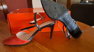 Zapatos mujer tacón rojo-negro