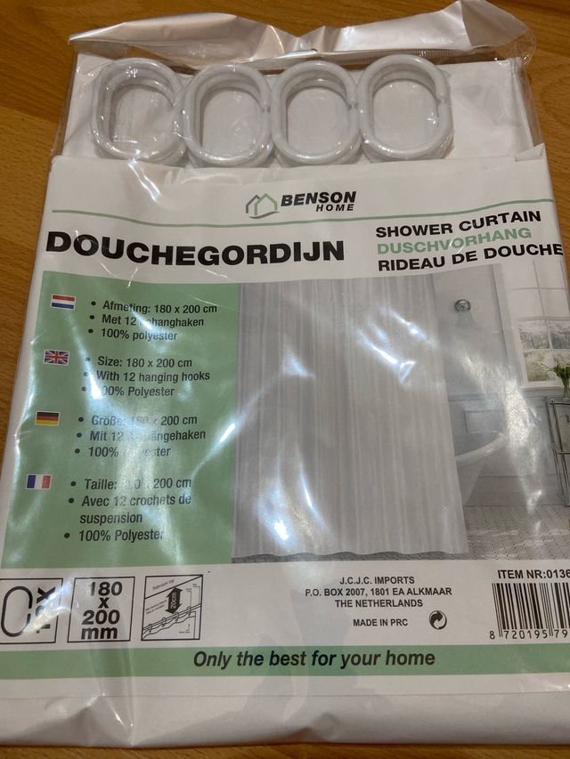 Cortina ducha 180x200cm blanca