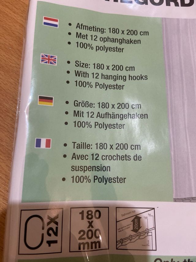 Cortina ducha 180x200cm blanca