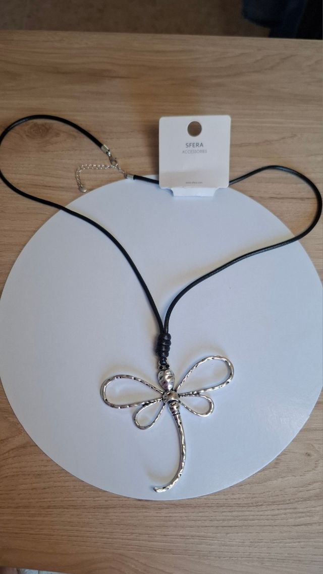 Collar libélula Sfera - Plata y Negro
