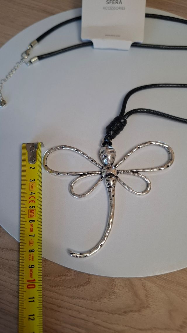 Collar libélula Sfera - Plata y Negro