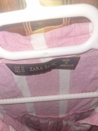 Camiseta Zara Basic rayas rosa-blanco