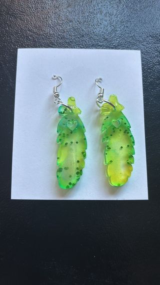 Pendientes pluma verde-amarillo