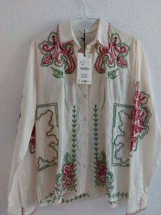 Blusa Zara Bordado Flores.Viral 