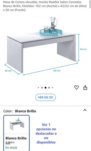 Mesa centro blanca -  elevable