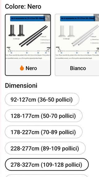 Bastoni tenda senza foratura in metallo - nero.