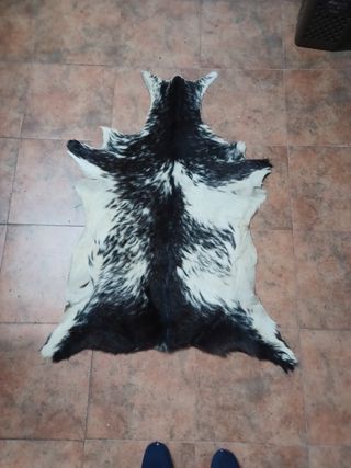 Alfombra piel vaca marrón y beige