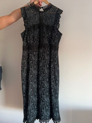 Vestido encaje negro-verde