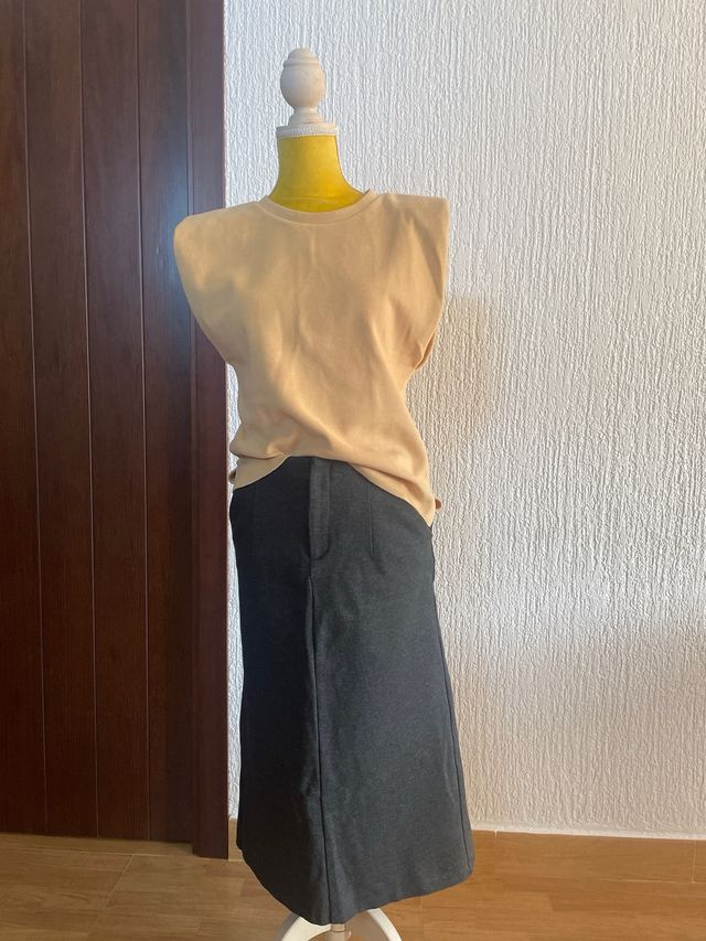 Falda midi gris - Licra
