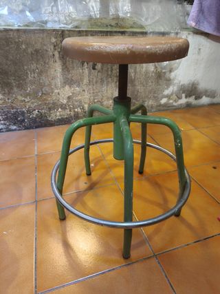 Taburete vintage metal - beige/verde