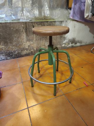 Taburete vintage metal - beige/verde
