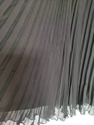 Top negro de gasa plisada - Talla L