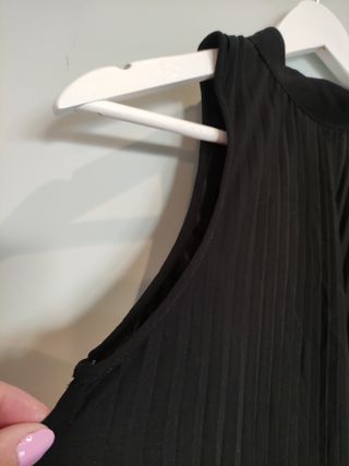 Top negro de gasa plisada - Talla L