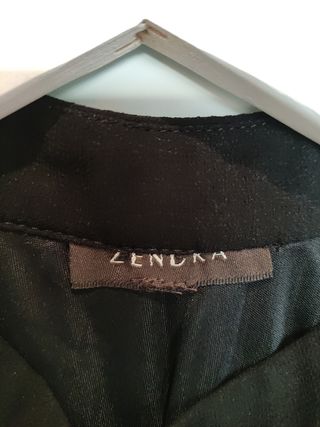 Top negro de gasa plisada - Talla L