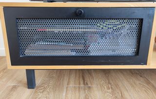 Mueble TV madera-metal negro
