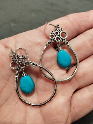 Pendientes turquesa plateados 
