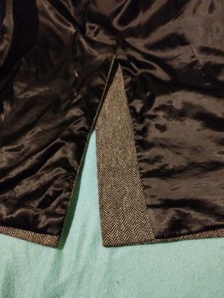 Abrigo de lana marrón y gris