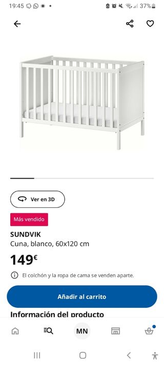 Cuna SUNDVIK Ikea 60x120cm