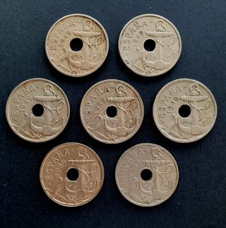 España 7 monedas 50 céntimos 1949, Franco