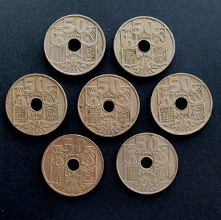 España 7 monedas 50 céntimos 1949, Franco