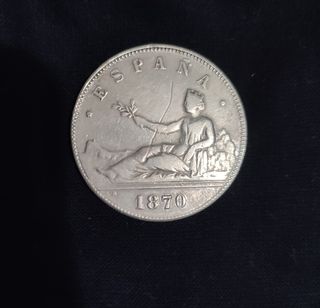 Moneda de plata de 5 Pesetas España 1870