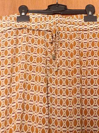 Pantalón Hippie Paperbag - Beige/Naranja