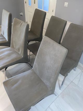 6 Sillas Comedor gris y Plata