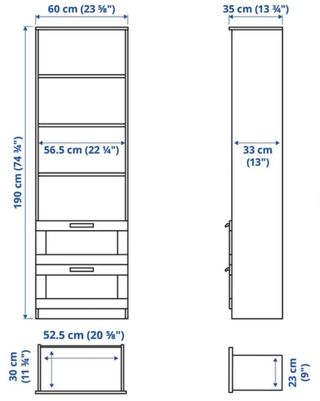 BRIMNES Librería negra 60x190cm