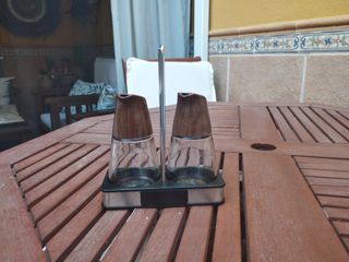 Set acetiera e olio Legno e 2 macinini