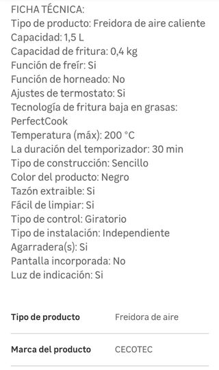 Freidora de aire Cecotec. 