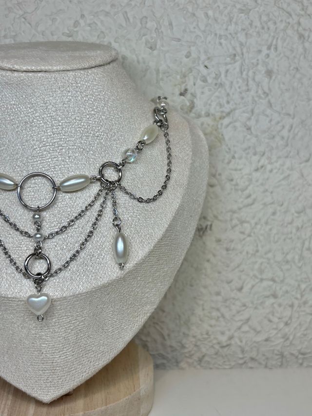 Collar perlas-plata irregular