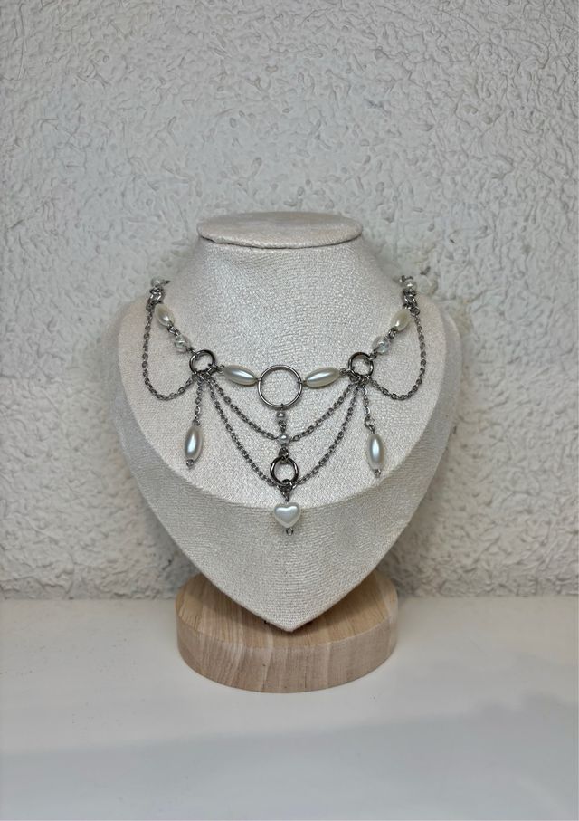 Collar perlas-plata irregular