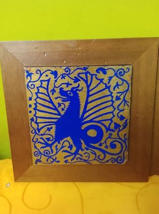 2 Cuadros Dragones Medievales Artesanal Dragón