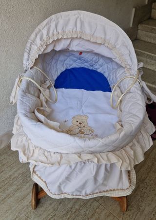 Capazo bebé mimbre clásico completo moises ruedas