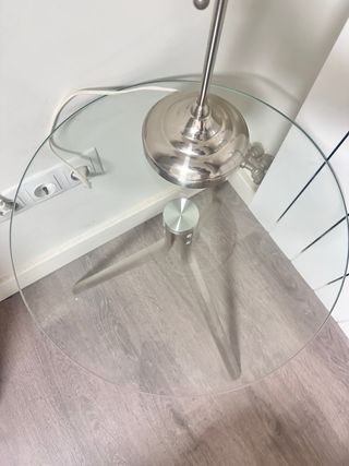 Mesa cristal moderna gris