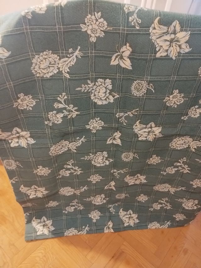 Cortina loneta flores - verde