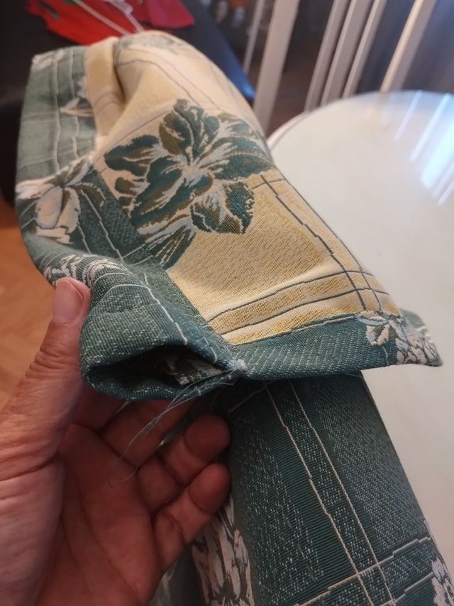 Cortina loneta flores - verde