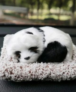 Oso panda realista con su camita decoración  Nuevo