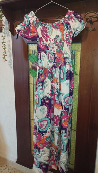 Vestito a tuta lungo multicolor floreale