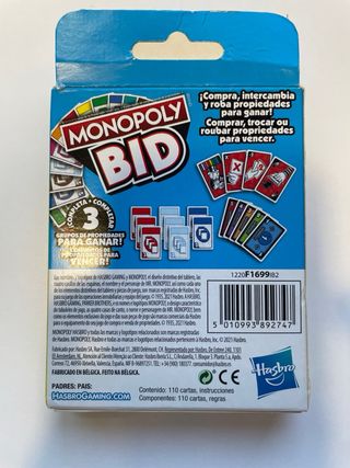 Monopoly Bid: Juego de Cartas