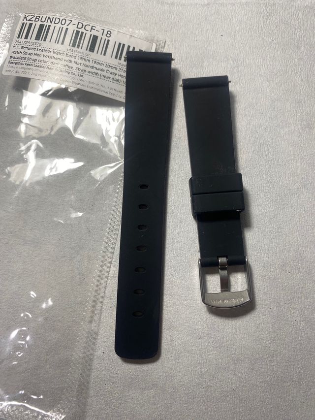 Correa reloj goma negra 18mm