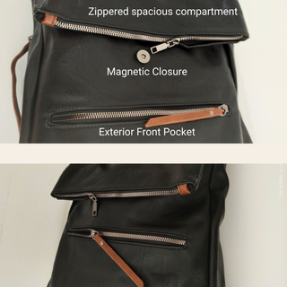 Mochila negra marrón convertible