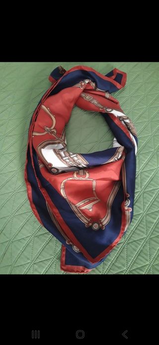 Foulard seta vintage blu e rosso